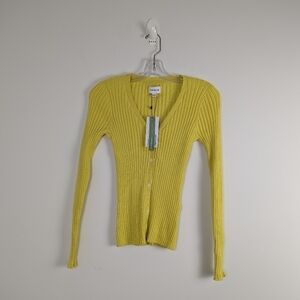 Women's Frank And Oak Yellow Ribbed Cardigan Size Small